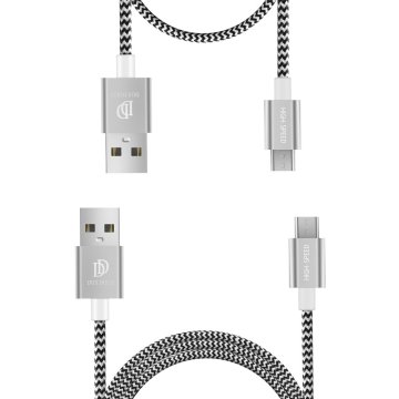 Dux Ducis K-TWO mikro USB kabla 1m + 0,2m srebrna