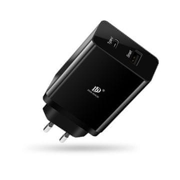 Dux Ducis Polnilnik Space Dux C40 EU USB + USB C (18W) PD QC3.0 30W črne barve