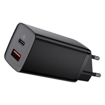 BASEUS Polnilnik GaN2 Lite 65W 1xUSB 1xUSB C Hitro polnjenje 3.0 Napajanje CCGAN2L-B01