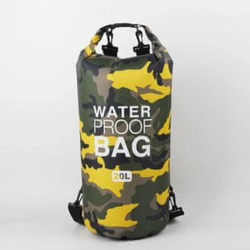 KJB PVC vreča z zvitim zapiranjem za vodne športe, 20 l, rumen maskirni vzorec