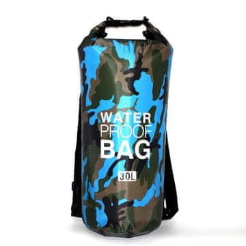 KJB PVC vreča z zvitim zapiranjem za vodne športe, 30 l, svetlo moder maskirni vzorec