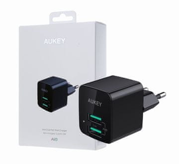 Aukey Stenski polnilnik PA-U32 12W 4,8A 2xUSB