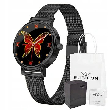 Rubicon Pametna ura RNBE64 črna IP68 merilnik krvnega tlaka, pulzni oksimeter, merilnik srčnega utripa
