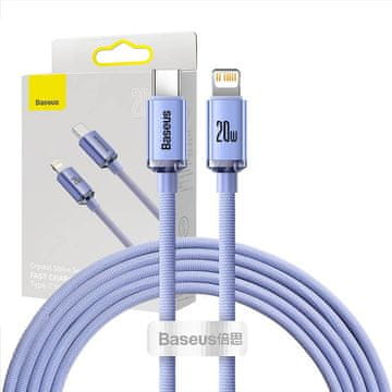 BASEUS Kabel Crystal Shine Fast USB Type-C za iPhone Lightning, 2 m, vijoličen, CAJY000305