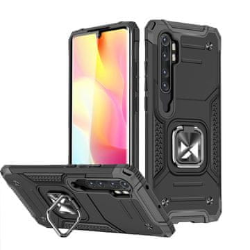 WOZINSKY Ovitek Ring Armor za Xiaomi Redmi Note 10 Pro črne barve