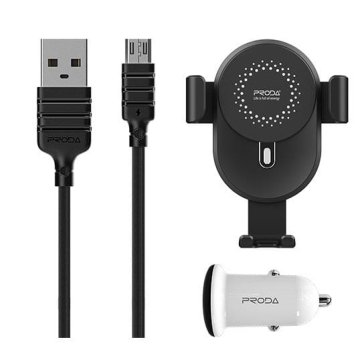 Proda držalo + polnilnik + kabel 10W QI PD-CH06 črne barve