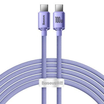 BASEUS Kabel Crystal Shine USB C-USB C 1,2 m 100 W 5 A vijoličen za prenosni računalnik MacBook
