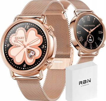 Rubicon Ženska pametna ura RNBE74 Pulse Oxygen Body Temp z zlatim jeklenim paščkom