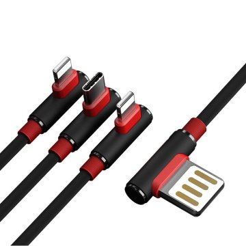 Proda Sparta kotni kabel 3v1 5A 1m PD-B11th črne barve
