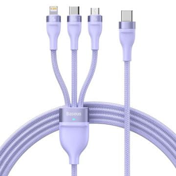 BASEUS Kabel Flash Series II 3v1 USB C - Micro/Light/USB C 100W 1,5 m vijoličen CASS030205