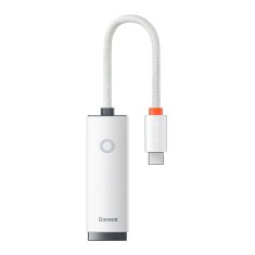 BASEUS Lite zunanja omrežna kartica HUB ADAPTER USB C RJ-45 LAN 1Gbps bela WKQX000302