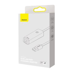 BASEUS Lite zunanja omrežna kartica HUB ADAPTER USB C RJ-45 LAN 1Gbps bela WKQX000302