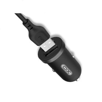 XO Avto polnilnik TZ08 2x USB 2.1A črne barve + Lightning kabel