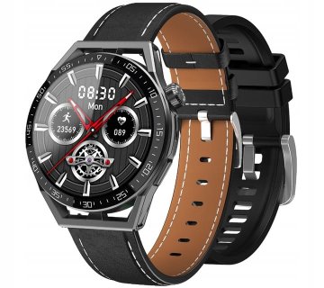 Rubicon Pametna ura RNCE88 (Cz) črno usnje + črn silikon Bluetooth klic