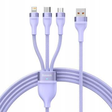BASEUS Flash Series II 3-v-1 kabel 66 W 1,2 m vijoličen CASS040003