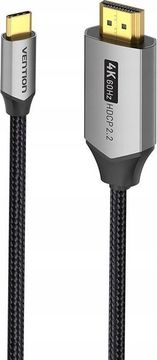 Vention Pleteni kabel USB-C na HDMI 4K@60Hz, 2 m, siv