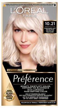 L’Oréal Barva za lase Preference 10.21 - Zelo zelo svetla biserno blond 1 kos.