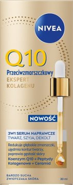 Nivea Q10 serum proti gubam s kolagenom za obraz, vrat in dekolte 30 ml