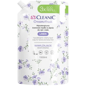 Harper Cleanic Cream & Fresh hipoalergeno kremasto vlažilno tekoče milo za roke in telo iz lana 1500 ml