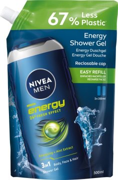 Nivea MEN Energy gel za prhanje, polnilo 500 ml