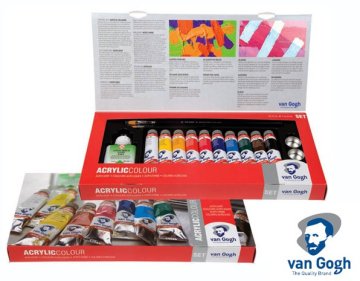 Talens Akrilne barve Van Gogh, komplet 10 x 40 ml + dodatki