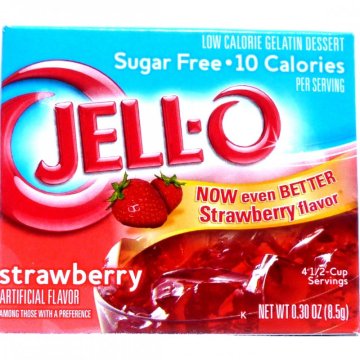 JE JellO Jagodni in bananini žele - 10 kcal, brez sladkorja, instant, okus jagode in banane