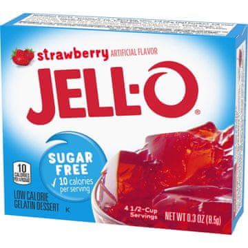 JE JellO Jagoda - 10 kcal, brez sladkorja, instant žele, okus jagode