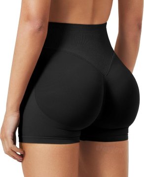 Ženske športne kratke V-Cross scrunch za oblikovanje zadnjice push-up komplet 2 kosa črne L za vadbo, moč trening, jogo in tek, visok elastičen pas, brezšivne, neprozorne, diamantni vložek