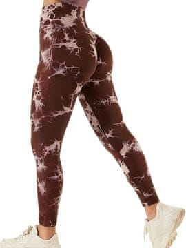 Ženske športne tajice Push-Up brezšivne z visokim pasom 10 cm, rjave, velikost L, 4-way stretch, neprosojne (squat-proof), z gubanjem zadnjice za fitnes, jogo in tek