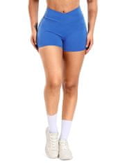 Ženske kratke hlače V-Cross booty scrunch visok pas z diamantnim vstavkom, hitro sušeče material, srednja kompresija, dolžina nogavice 7,5 cm, za jogo, crossfit in tek, modre, velikost L