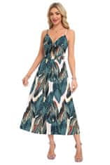 Ženska Maxi Obleka Boho Floral Wrap z V-izrezom brez rokavov Zelena 2XL zračna elastična tkanina z žepi v šivih regular fit za poletje, počitnice in svečane priložnosti
