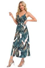 Ženska Maxi Obleka Boho Floral Wrap z V-izrezom brez rokavov Zelena 2XL zračna elastična tkanina z žepi v šivih regular fit za poletje, počitnice in svečane priložnosti