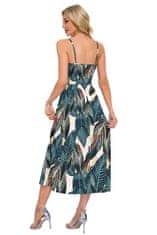 Ženska Maxi Obleka Boho Floral Wrap z V-izrezom brez rokavov Zelena 2XL zračna elastična tkanina z žepi v šivih regular fit za poletje, počitnice in svečane priložnosti