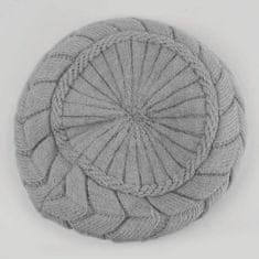 Ženska zimska kapa beanie s kvačkanimi ušesi siva mehka topla One Size univerzalna velikost za mesto, sprehod in nakupe, ujema se z zimskimi plašči in puhovkami, gost splet zadržuje toploto