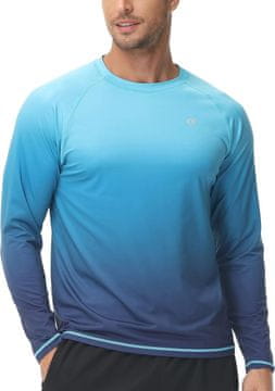 Moška kopalna majica za plavanje Rashguard, hitrosušeča in dihajoča, 4-way stretch elastična tkanina, ploski šivi, antibakterijska, ohlapen kroj, modra gradient 3XL