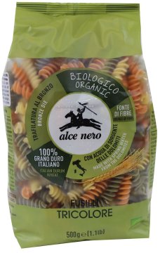 Alce Nero Spiralne testenine TRIBARVNE TESTENINE Z ZDROBOM FUSILLI BIO 500g