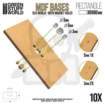 Green Stuff World GSTU518510 MDF pravokotna podlaga 30x60mm x10 Stara Š
