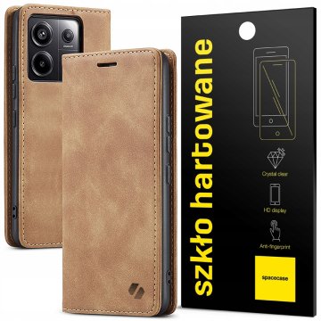 Usnjena denarnica za Poco X6 5G / Redmi Note 13 Pro 5G + steklo