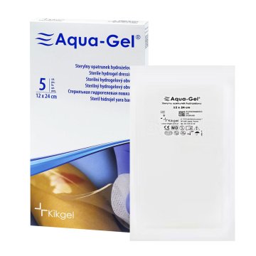 KIKGEL Sterilni hidrogelni povoj Aqua-gel 12 cm x 24 cm za zdravljenje ran in opeklin 5 kosov