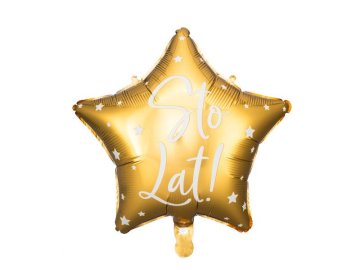 PartyDeco Vse najboljše za rojstni dan! Folija balon z zlatim zvezdastim motivom 40 cm