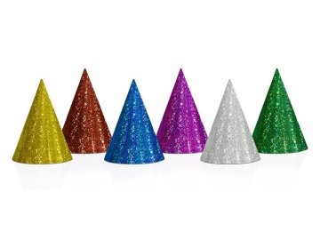 PartyDeco Holografski klobuki, mešani, 10 cm (1 paket / 20 kosov)