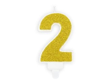 PartyDeco Rojstnodnevna sveča številka 2, zlata