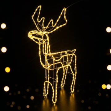 LED božični severni jelen, velik, zunanji, svetleča dekoracija, XXL 120, toplo bela
