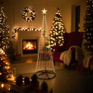 Veliko LED božično drevo 220 cm na kovinskem okvirju z okrasnimi lučkami