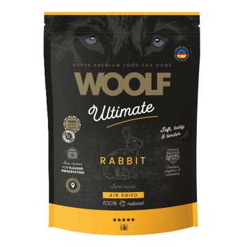 Woolf Ultimate mehka hrana za pse polvlažna zajčja hrana 1 kg