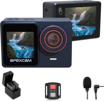 4K 60 FPS Ultra HD športna kamera z daljinskim upravljalnikom in širokokotnim objektivom 2 x 1350 mAh