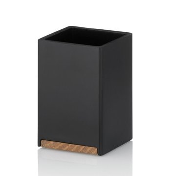 Kela Kopalniška skodelica Cube, polimerna smola/hrastov les, 7 x 7 x 11 cm, črna
