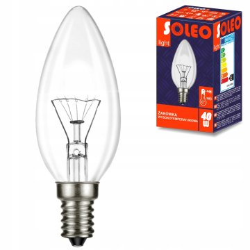 Helios VISOKOTEMPERATURNA žarnica v obliki sveče SOLEO B35 60W E27 630lm 2700K