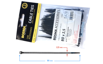 BOSMA Kabelske vezice 2,5*80 mm črne (100 kosov) 5428