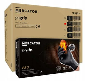 MERCATOR MEDICAL Nitrilne rokavice 50 kosov 8-M Gogrip črne - 10 kosov